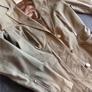 Lucy Paris Olive Green Blazer with Brown Satin Lining